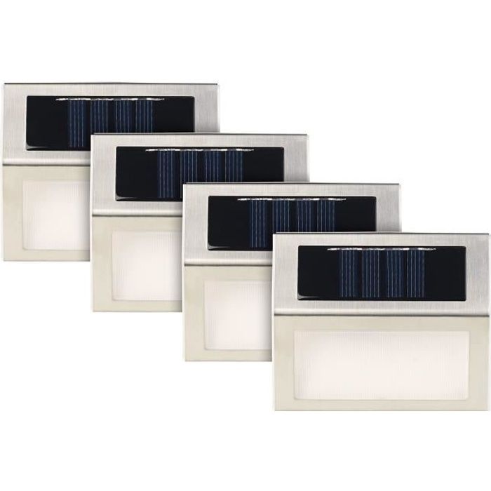 Pack de 4 appliques solaires LED rectangulaires en acier