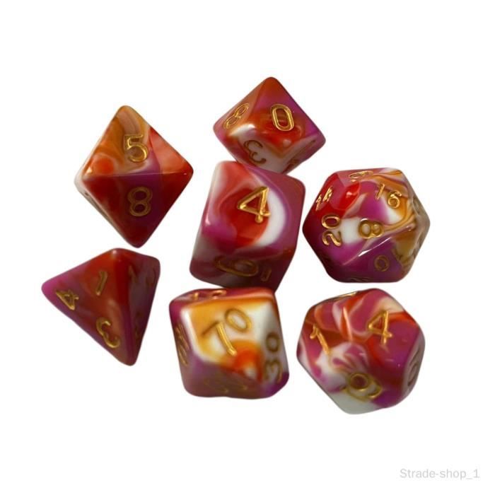 Set De 5 Dés Polyédriques D30 En Acrylique – Mélange De Couleurs – Idéal Pour Jeux De Rôle (RPG) Et Jeux De Société – Gravure Claire, Finition Lisse