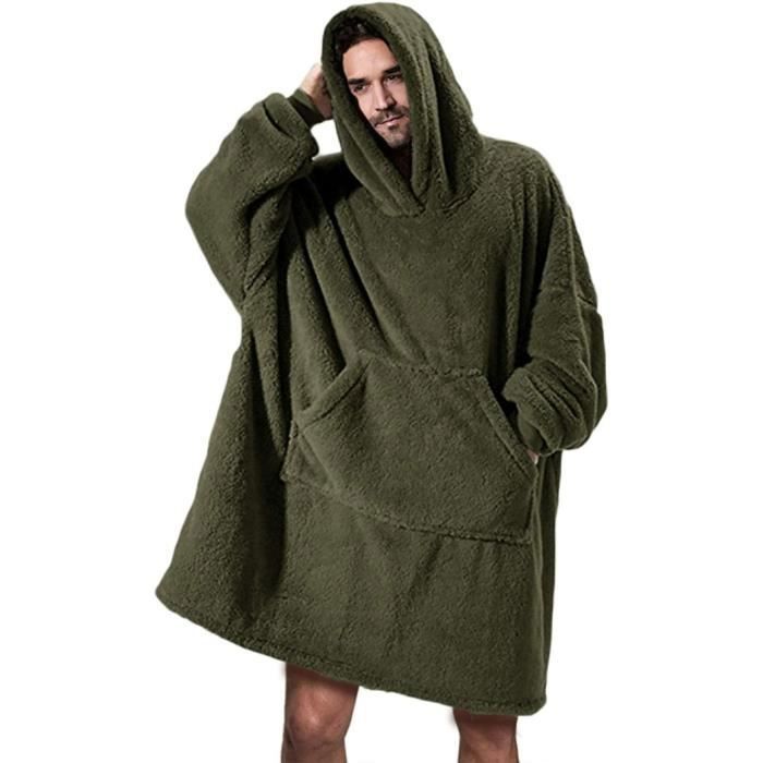 Sweat Femme a Capuche Plaid Robe Pull Hiver Couverture Polaire Chaud Sweatshirt avec Poche Peignoir Manche Longue Cadeau Noel Vert Vert bouteille Cdiscount Pret a Porter