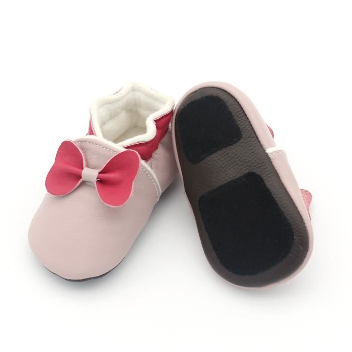 Chaussures Bebe Cuir Souple Chaussons Premiers Pas Respirant Pour Garcon Fille Nourrisson Efant Noeud Rose De Guindineau Rose Cdiscount