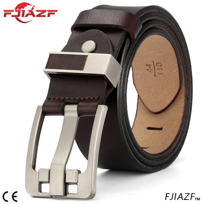 FJIAZF® Ceinture homme Marque De Luxe Ceinture pour Homme - Cuir autentique  - Design décontracté - Marron Brun - Cdiscount Prêt-à-Porter