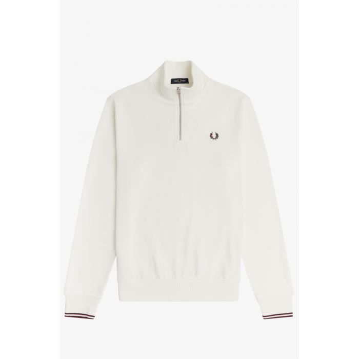 Sweatshirt Fred Perry demi zipp blanc. XL Snow white Cdiscount