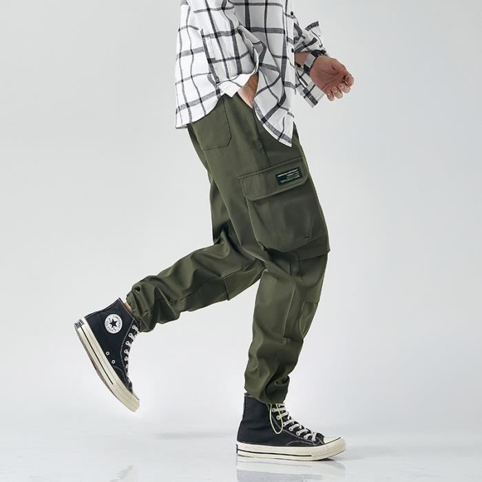 Pantalon Cargo Garçon - Taille élastique Avec Cordon - Poches Multiples - Tissu Coton élasthanne