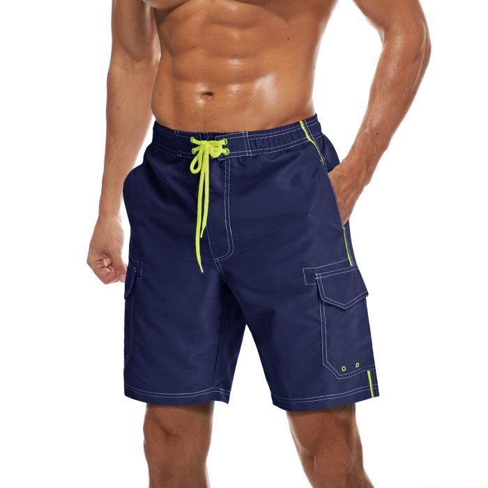 Short De Bain Garçon CUNYI - Séchage Rapide, Élastique - Pour Plage, Piscine, Surf - Motifs Rayures