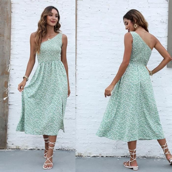 Robe sans manches à imprimé floral et col en V