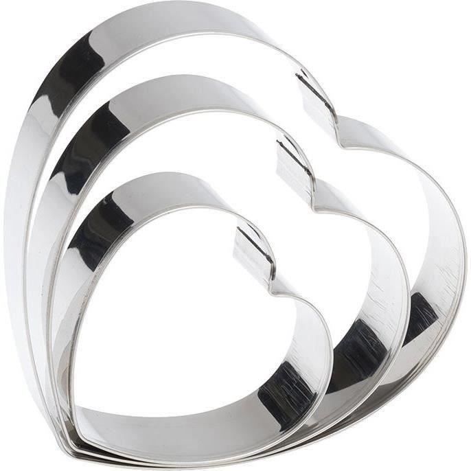 PATISSE - Lot de 5 découpoirs coeur inox 18/0