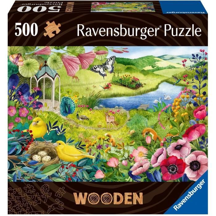 Puzzle en bois Jardin de la nature 500 pièces robustes et naturelles dont 40 figurines en bois (whimsies) Qualité premium - Pour en