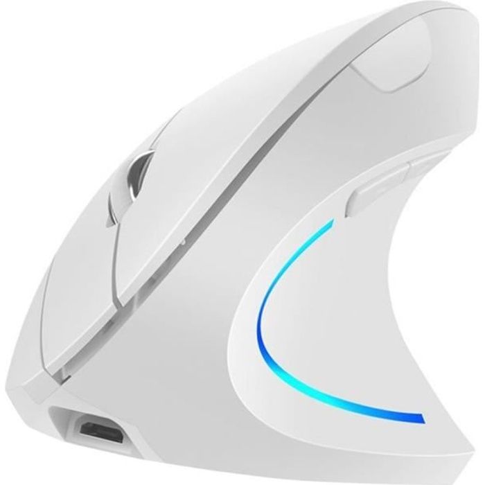 Souris verticale H1 2.4G USB sans fil rechargeable 2400DPI Gaming Mouse Avec RGB lumière blanche