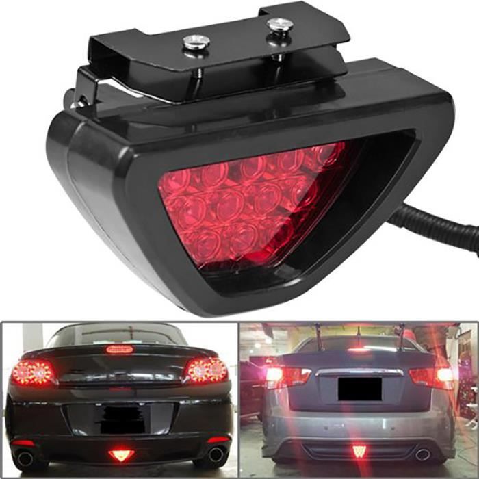 Feu Stop LED F1 Style Universel Pour Voiture - 15 LEDs - Coque Noire - Montage Arrière