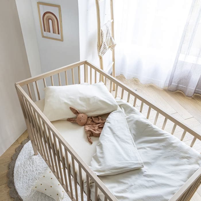 Housse de couette bébé coton lavé 80x120 SOMEO Beige Someo