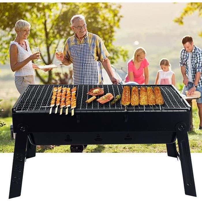 Barbecue au charbon de bois - En acier inoxydable - Petit barbecue portable  - Pour pique-nique, jardin, terrasse, camping, voyag22 - Cdiscount Jardin