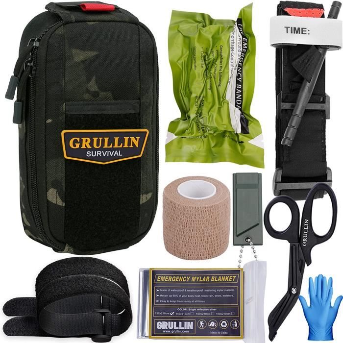 Kit De Survie IFAK Tactique GRULLIN – Trousse De Premiers Secours Militaire MOLLE Pour Urgences Et Plein Air