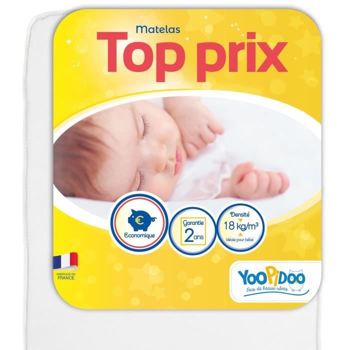 Yoopidoo Matelas Bebe Top Prix Confortable Fabrication Francaise 60 X 1 X 10 Cm Cdiscount Puericulture Eveil Bebe