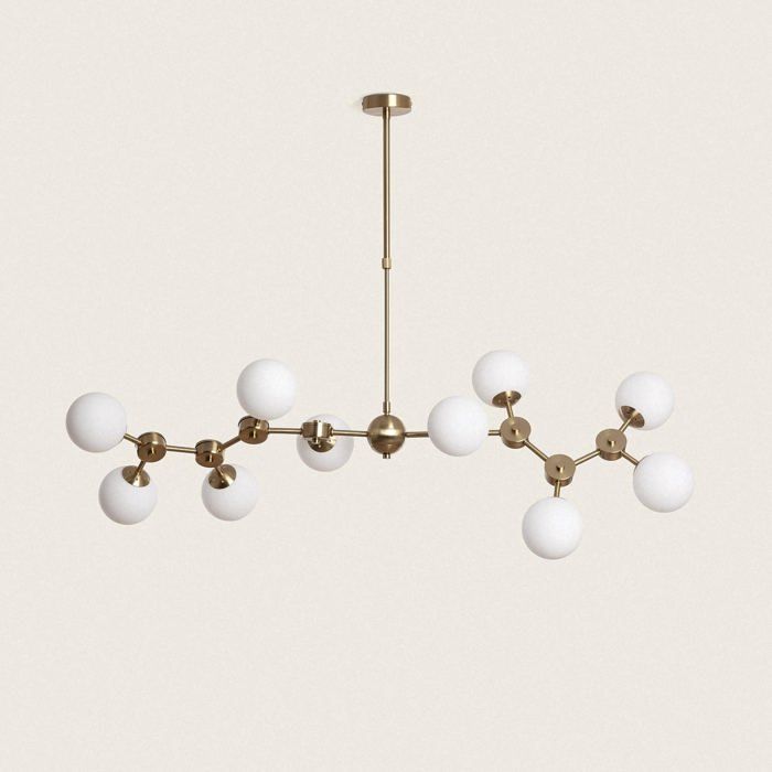 Plafonnier Métal et Verre Moonlight Brass Large 10 Spots Doré