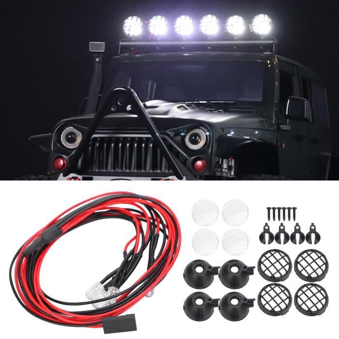 4pcs RC Voiture Multifonction LED Ronde Avec Abat-jour Pour 1/10 RC