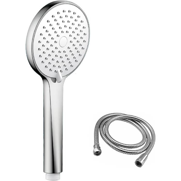 Pommeau De Douche Carré 20cm Avec Tuyau 1.5m - Douchette Haute Pression Acier Inoxydable, Économie D'Eau, Massage Pluie Pour Salle De Bain Argentée
