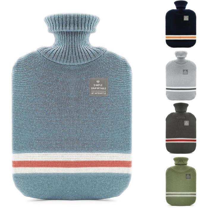 Bouillotte 2 Litres Avec Housse Polaire Bleue - Confort Chaud - Neuf - Idéal Pour Froid