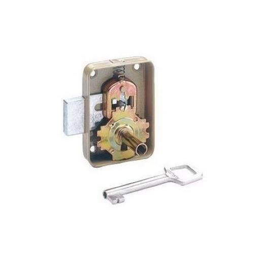 Serrure armoire encastrable - VACHETTE - 141500 - coffre acier verni blanc - axe 35 mm (60x35G gauche) - canon 27 mm