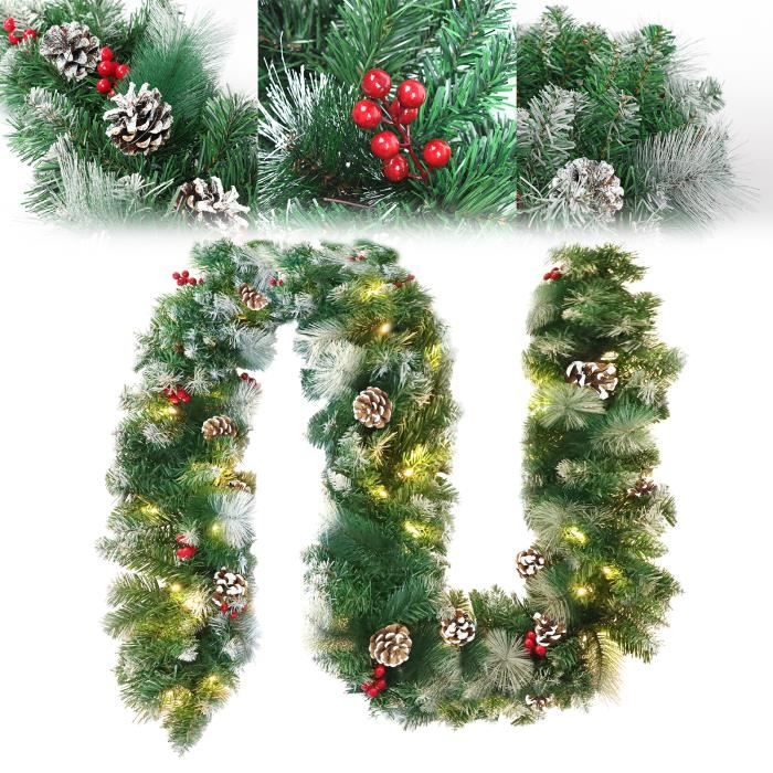 Guirlande De Noël Lumineuse 2,7m Avec LED - Décorations Sapin, Boules, Baies Pour Intérieur/Extérieur