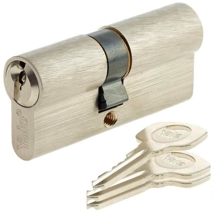 Cylindre de Serrure YALE YC500+ 40x50 mm 5 Goupilles 3 Clés Nickelé