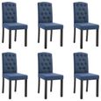 &57126 Lot de 6 Chaises de salle à manger - Chaise de salon Set de 6 Chaise à dîner - Bleu Tissu Style Classique Intemporel-1