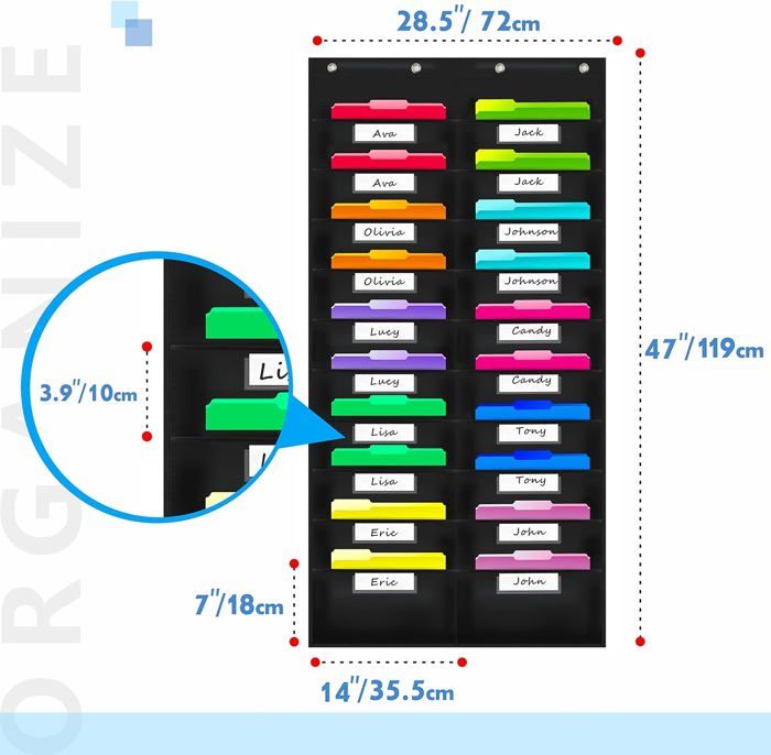 Tableau De Poche Enseignant Organisateur Cartes Transparent – 10 Poches Oxford Portable Pour Classe Ou Domicile