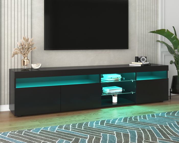 Meuble Avec Bande LED 9 Modes LONELYO Meuble Télé, Bahut De Salle A Manger, Meuble De Salon 108x29.8x76.8 Cm Meuble Tv