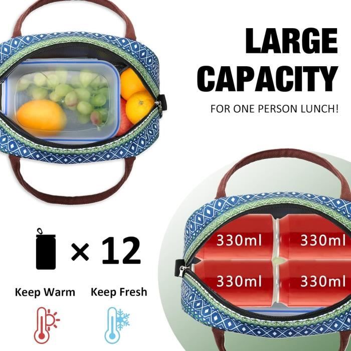 Sac Repas Isotherme Femme Lunch Bag Portable Sac De Déjeuner Glacière  Souple Isotherme Pour Bureau Pique-Nique École Femme En[H272] - Cdiscount  Maison