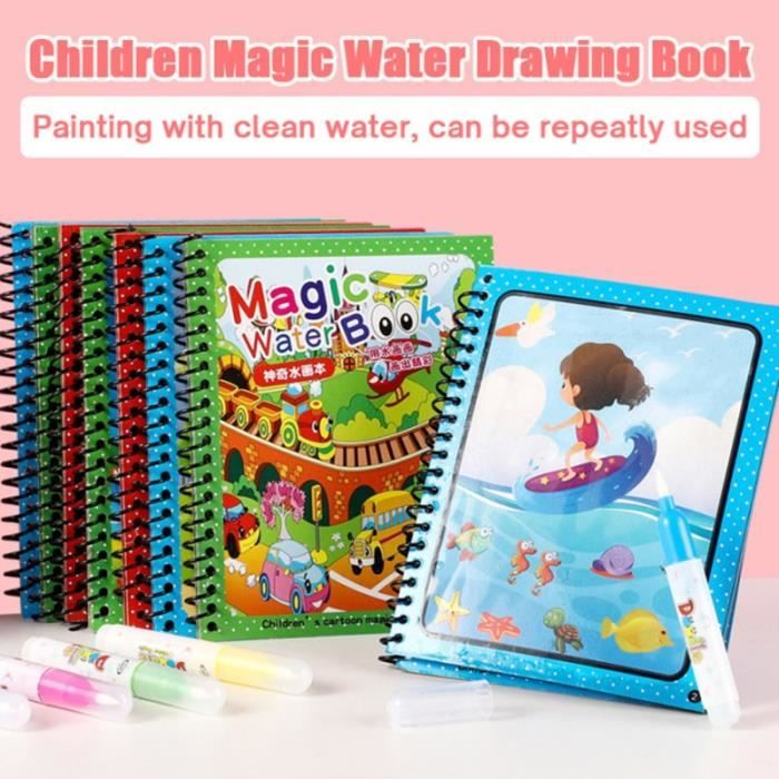 2 Livres De Dessin Magique à L’eau Réutilisables – Avec Stylos, Thèmes Espace Et Animaux, Cadeau Créatif Pour Enfants