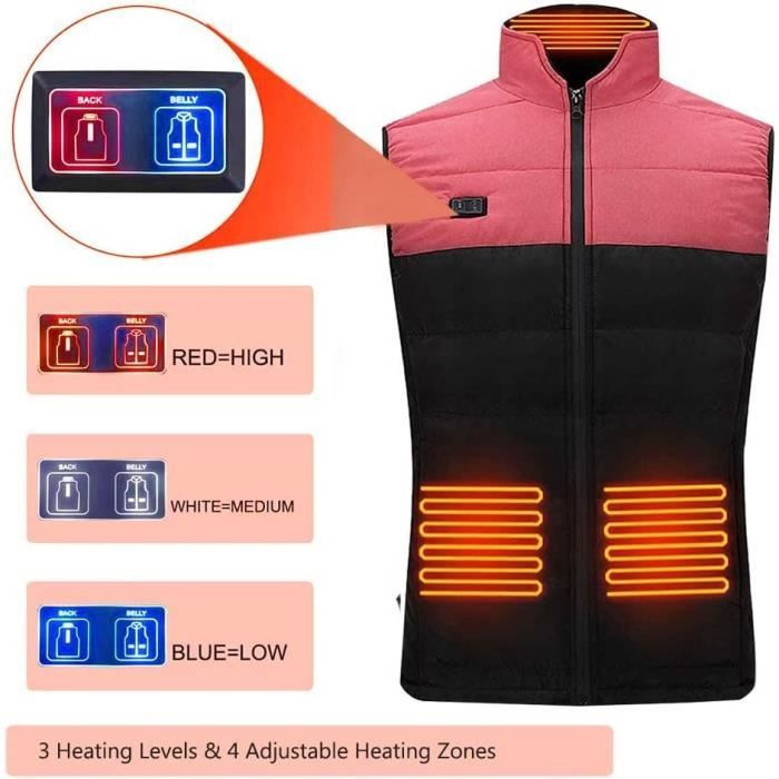 Gilet Chauffant Électrique 9 Zones - 3 Niveaux Température, Taille Ajustable, Recharge USB - Cadeau Hiver Homme Femme