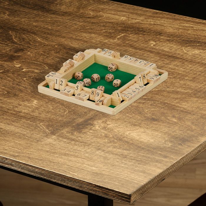 Jouets-cadeaux Jeu « Shut The Box » avec dés, Jeu de Société en Bois avec dés pour 6 Joueurs, Cadeau Éducatif de Vacances pour la Famille, le Camping et les Voyages, Durable