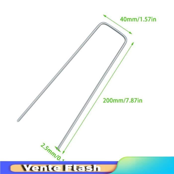 Lot 30 Piquets U Métal Vert 150 Mm – Fixation Gazon Artificiel, Tente, Filet, Tapis – Acier Galvanisé