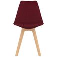 1156559© Design Rétro Scandinave Lot de 2 Chaises, Chaise de salle à manger, Salon & Salle à Manger & Cuisine, Rouge bordeaux Tissu-2