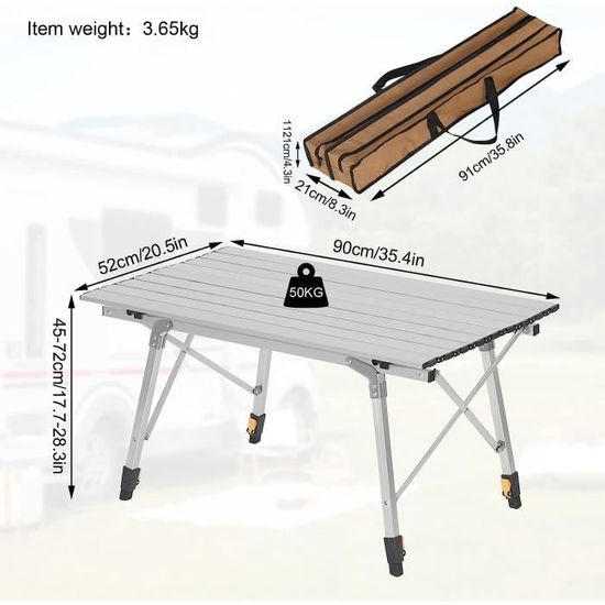 Table de camping pliante portable table de camping pour barbecue en alliage  d'aluminium 112314 - Cdiscount Sport