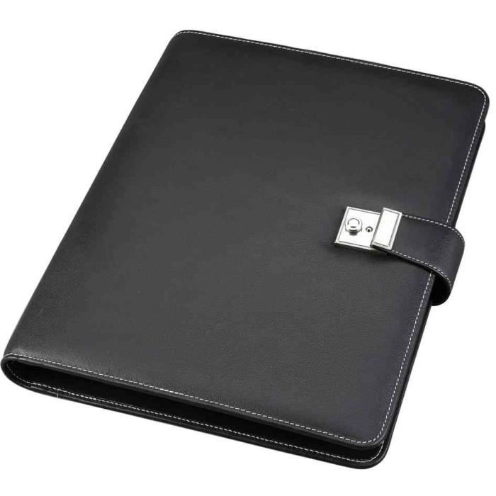 Porte-documents En Cuir PU A4 - Fermeture Magnétique Un Clic - Noir - Pratique Et étanche Pour L'école Ou Le Bureau