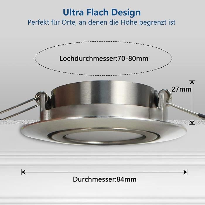 Lot de 4 spots orientables et encastrables ultra plats à LED Blanc