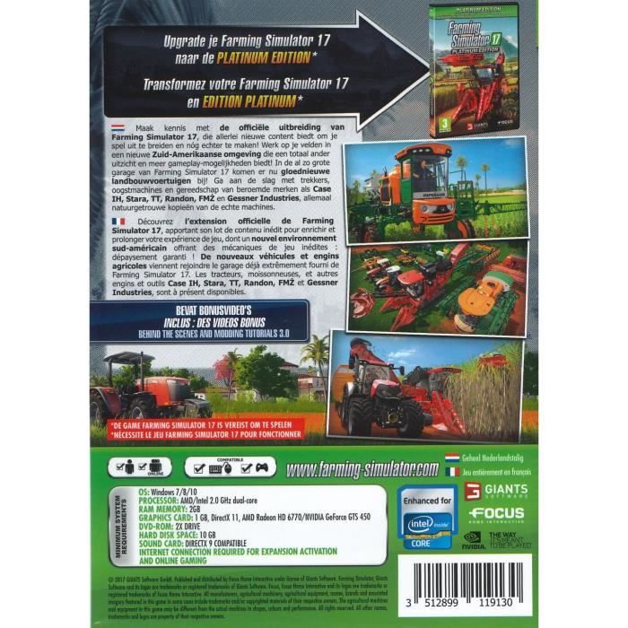 Farming Simulator 17 - Platinum Expansion Pack Jeu PC DVD ROM ...