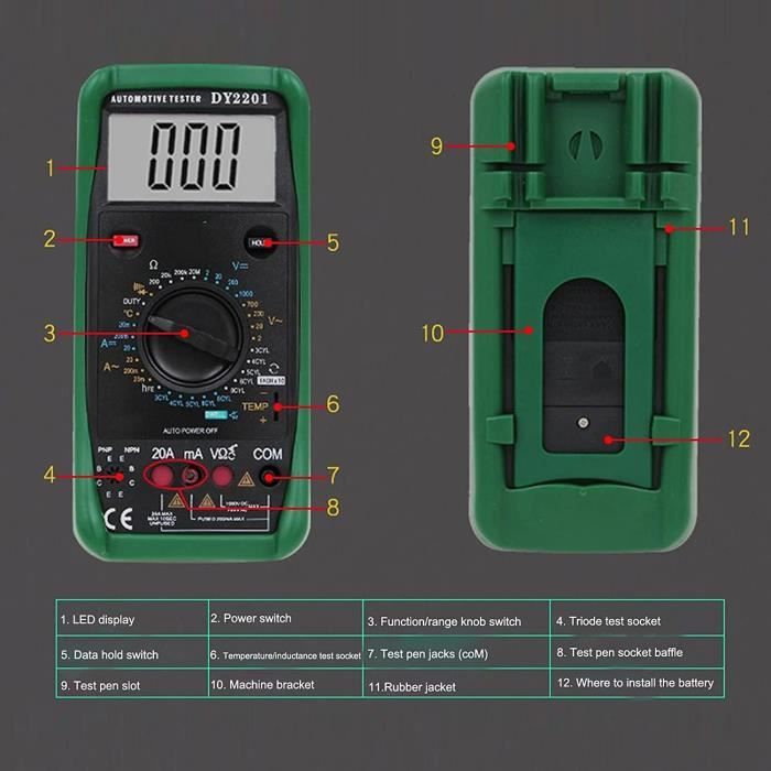 Multimètre Analogique TRAHOO - Haute Précision - Mesure de Tension et  Résistance - 600V Max - Cdiscount Bricolage