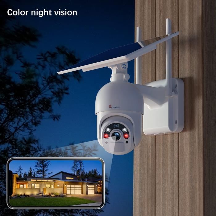COCOCAM Caméra Surveillance WiFi Solaire Extérieure sans Fil Batterie  10000mAh Vision Nocturne Colorée Détection Humaine PIR - Cdiscount Bricolage