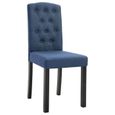&57126 Lot de 6 Chaises de salle à manger - Chaise de salon Set de 6 Chaise à dîner - Bleu Tissu Style Classique Intemporel-3