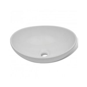 Lavabo Céramique Blanc à Poser Moderne - Vasque Ovale 58.5x37.5 Cm, Pour Salle De Bain