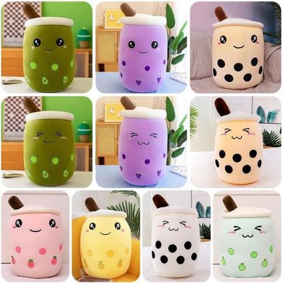 Aiuidun Bubble Tea Oreiller En Peluche, Kawaii Panda Boba Peluche Remplissage Jouet Doux Bubble Pearl Lait Tea Holder Oreiller Cadeau Pour Les Enfants(Yellow,35cm