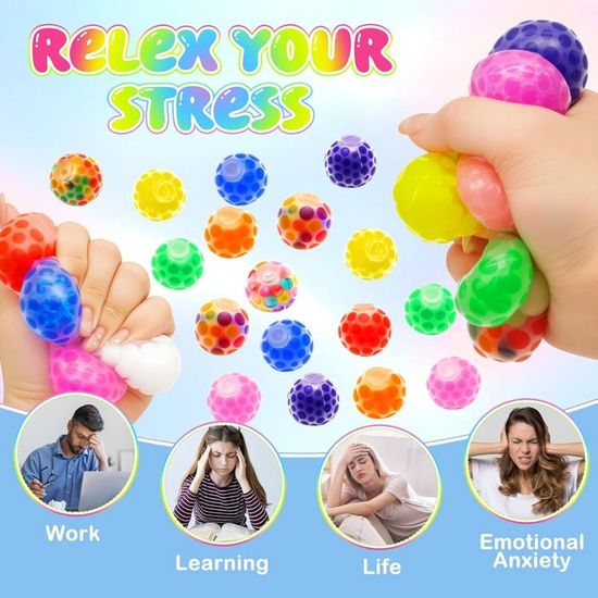 Balle Anti-Stress à Presser - Jouet Artisanal Exquis à Presser Changeant de Couleur pour Enfants et Adultes, Bleu, 6,5 cm