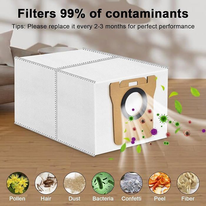 Sacs à Poussière Pour Dreame L10s/L10/L20 Ultra & Xiaomi X10+/X20+ - Lot De 16, 2.5L, Filtration 4 Couches 99.97% - 5