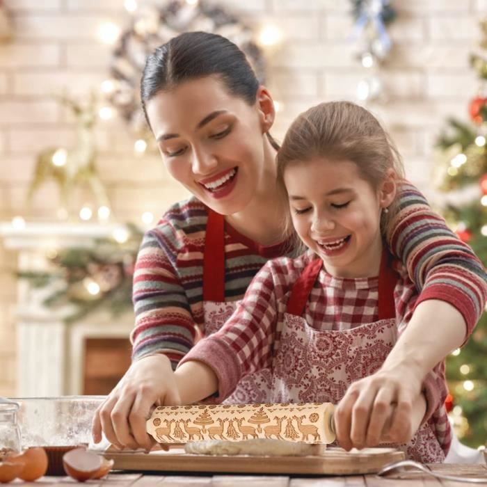 Rouleau à pâtisserie en bois, rouleau à pâtisserie en relief élément de  Noël, rouleau à pâte professionnel délicat, pour la cuisine - Cdiscount  Maison