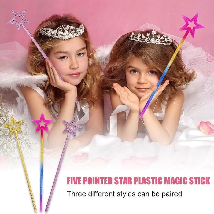 Baguettes De Fée Violettes Avec Paillettes – 2 Baguettes Magiques étoile Pour Princesse, Fêtes Et Déguisements