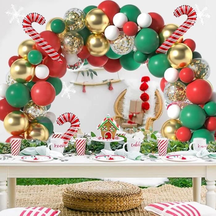 Arche Ballon Noel, Arche De Ballon Rouge Vert Kit Guirlande Ballon  Décorations De Noël Pour Décoration De Fête De Noël Fourn[J65]