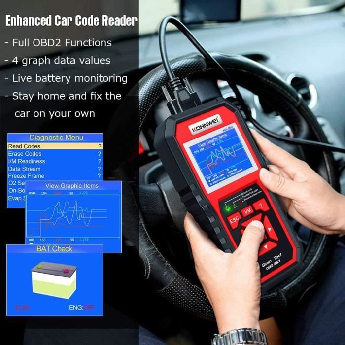 Diagnostic Voiture Universel Scanner OBD2 Xaosin Universel - Diagnostic Auto 10 Fonctions, Multilingue, Détection Batterie - Essence 12V Scanner Moteur Diagnostic Voiture Universel Scanner OBD2 Xaosin Universel - Diagnostic Auto 10 Fonctions, Multilingue, Détection Batterie - Essence 12V Scanner Moteur