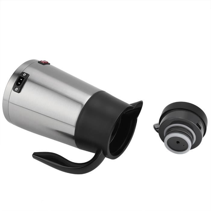 Vegena Tasse D'Eau Chauffante 12V/24V Pour Voiture - Bouilloire Électrique Voyage 500ml Acier Inoxydable