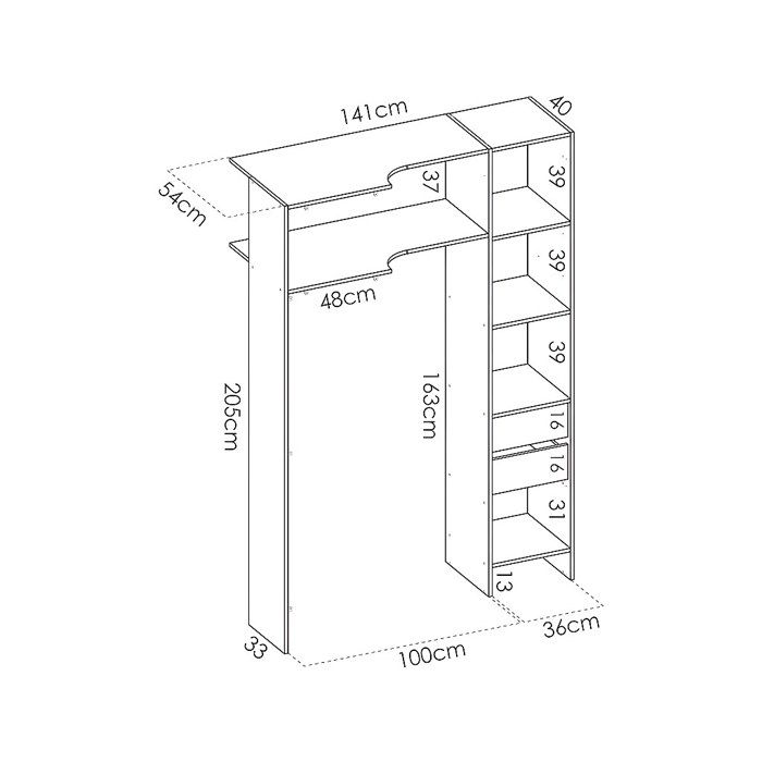 Dressing d'angle extensible VENTEUNIQUE DORIAN Chêne et